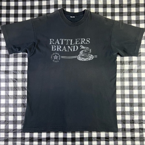 Other - Snake Rattlers Brand Faded Black Vintage T Shirt Single Stitch Made In USA 90s